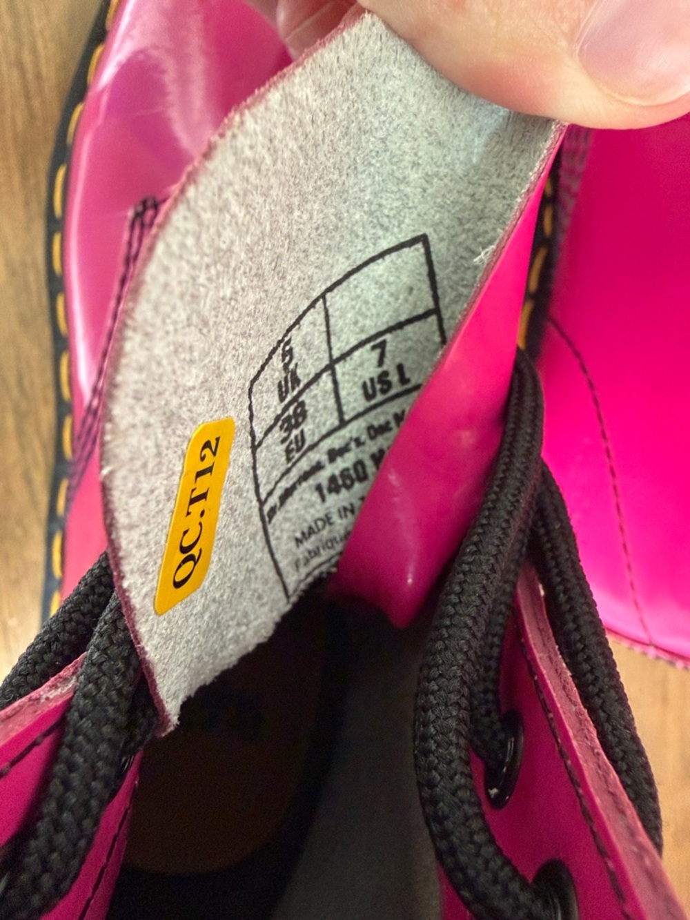 Dr. Martens Hot Pink Lace-Up Combat Boots - Picture 2 of 7